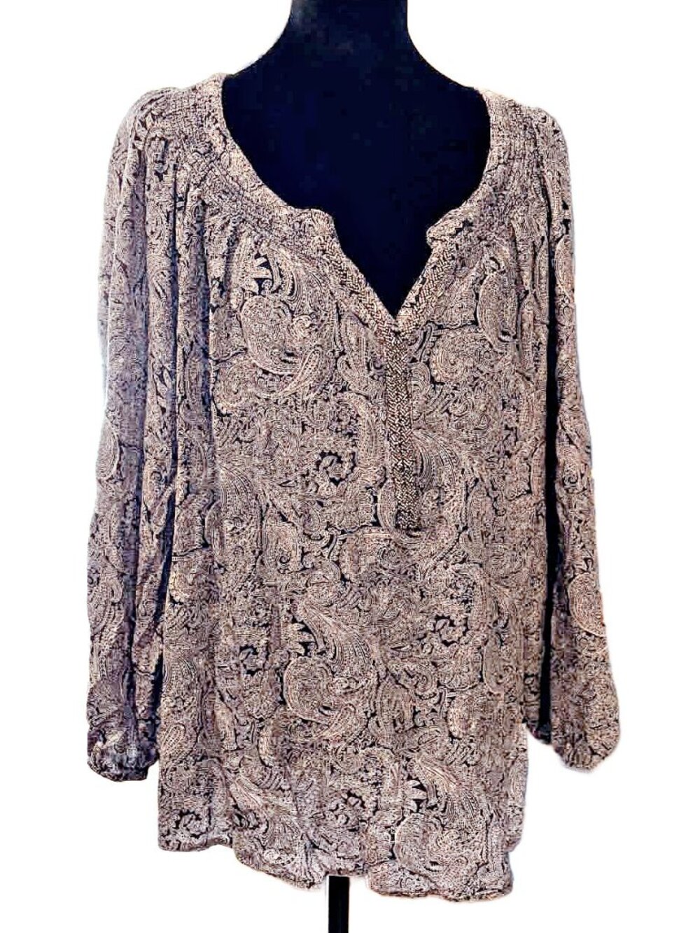 KRAZY KAT Paisley Beaded Blouse